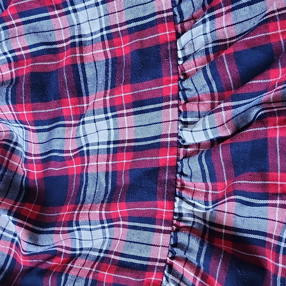 Girls Plaid Twill Tiered Dress - Ruby - Picture 2 of 4
